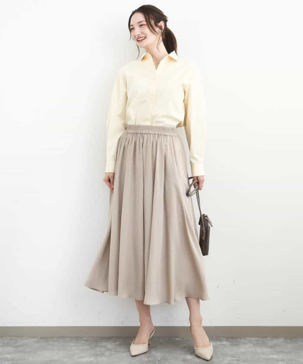 FKLGD03150 MK MICHEL KLEIN(MK ミッシェルクラン) サテンガウチョパンツ/接触冷感/UVカット/洗える ダークグレー