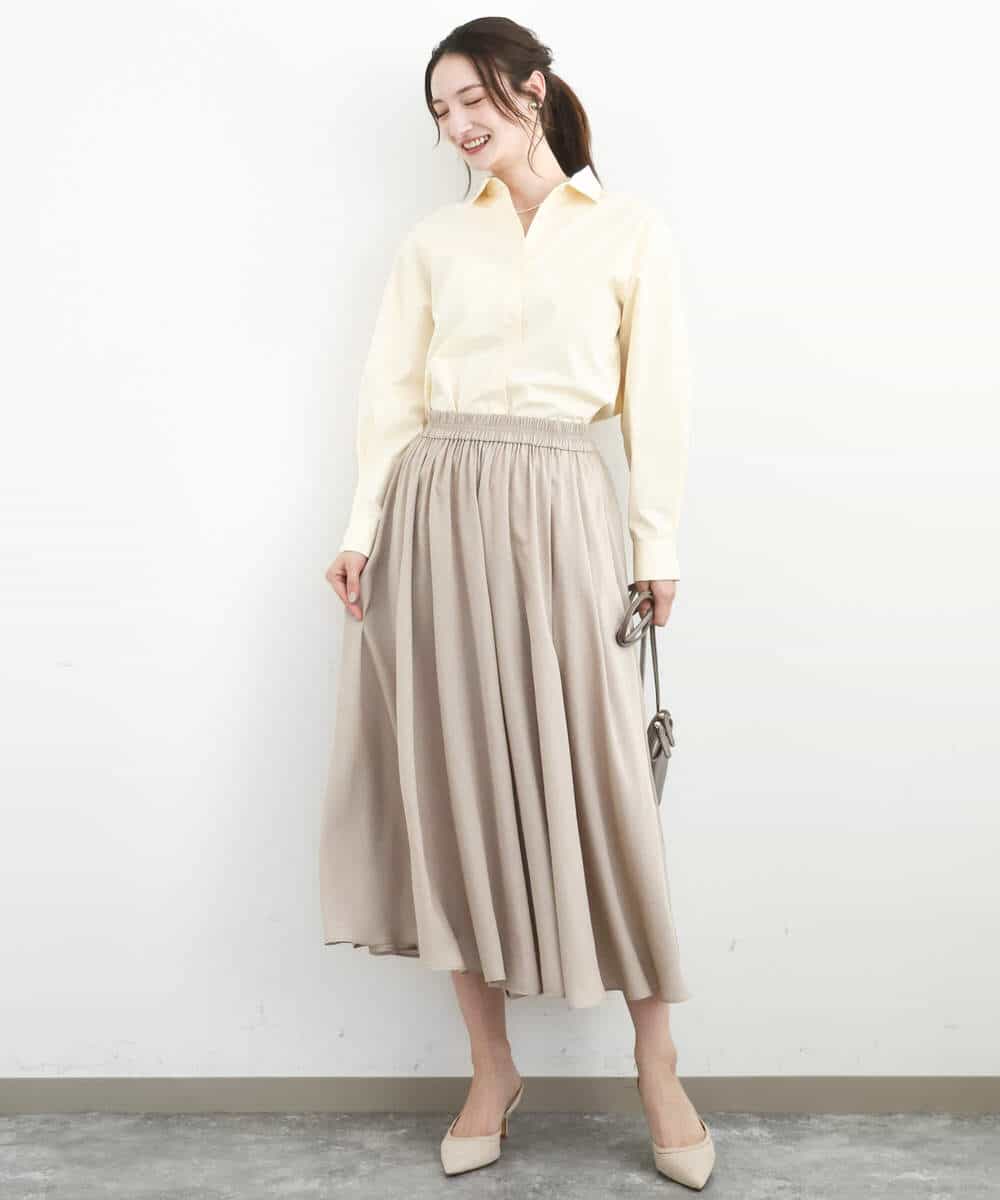 FKLGD03150 MK MICHEL KLEIN(MK ミッシェルクラン) サテンガウチョパンツ/接触冷感/UVカット/洗える ダークグレー