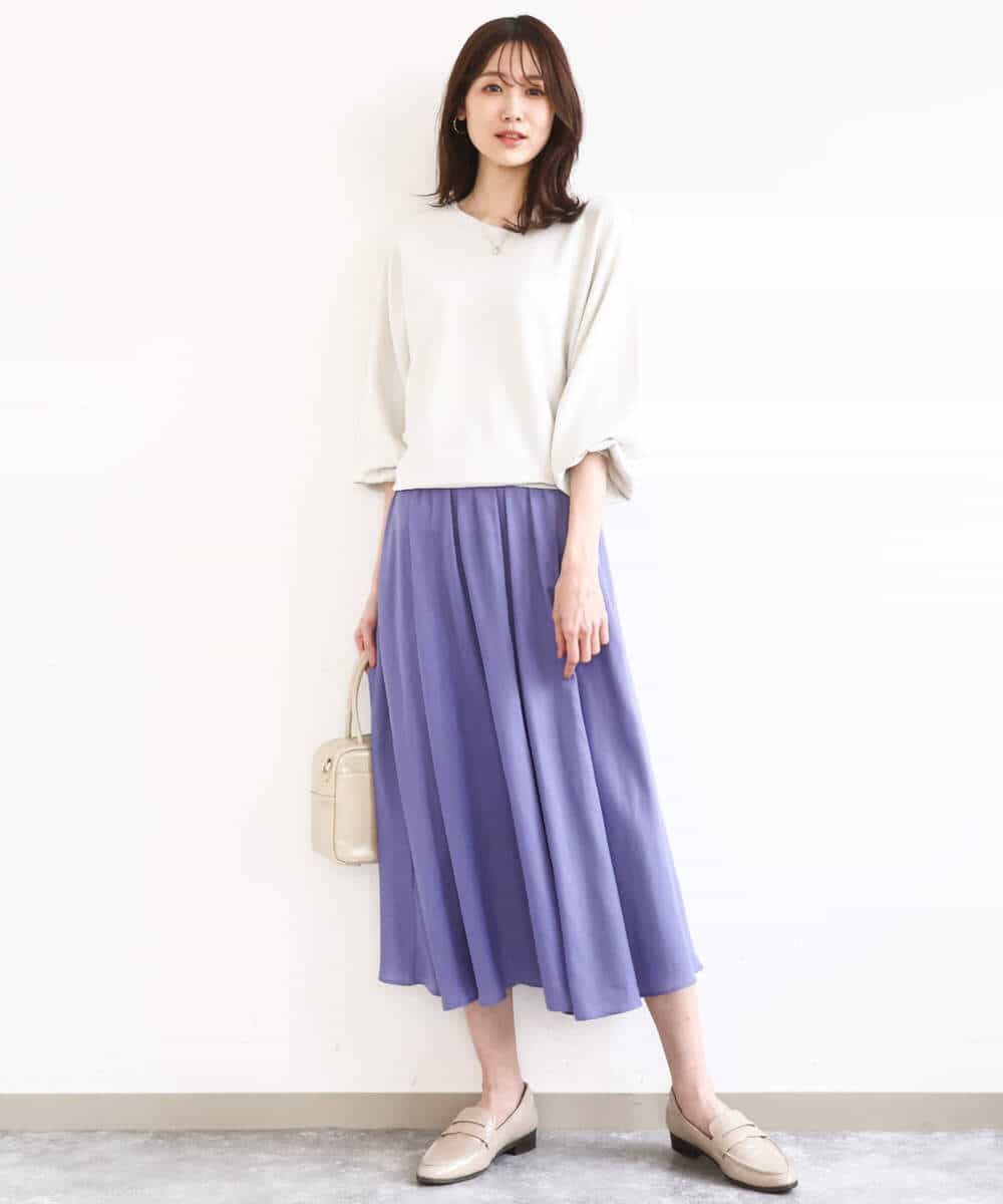 FKLGD03150 MK MICHEL KLEIN(MK ミッシェルクラン) サテンガウチョパンツ/接触冷感/UVカット/洗える ダークグレー