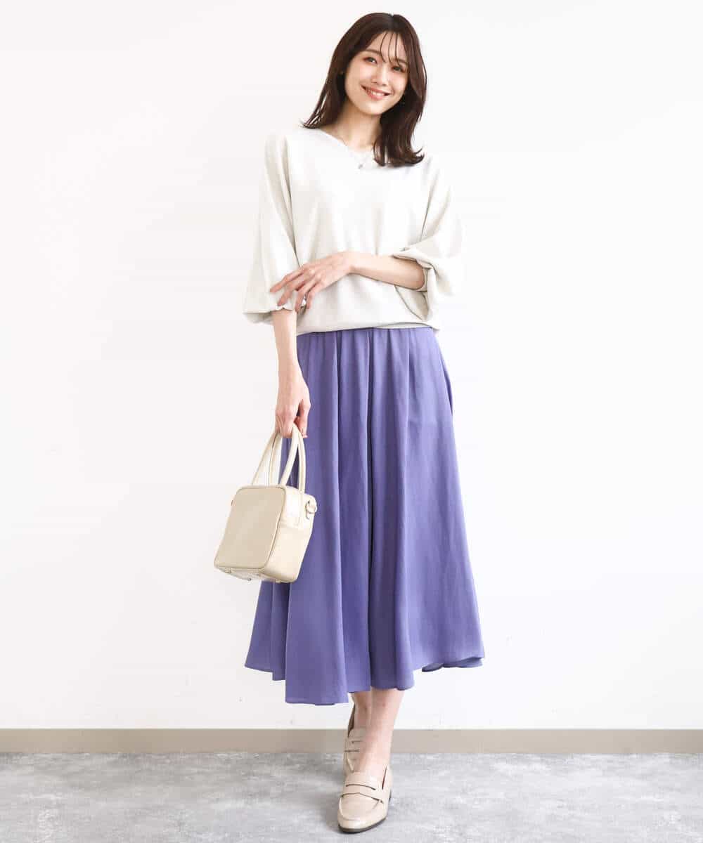 FKLGD03150 MK MICHEL KLEIN(MK ミッシェルクラン) サテンガウチョパンツ/接触冷感/UVカット/洗える ダークグレー