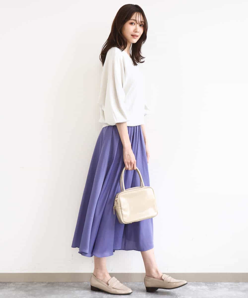 FKLGD03150 MK MICHEL KLEIN(MK ミッシェルクラン) サテンガウチョパンツ/接触冷感/UVカット/洗える ダークグレー