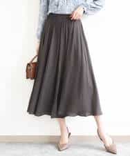 FKLGD03150 MK MICHEL KLEIN(MK ミッシェルクラン) サテンガウチョパンツ/接触冷感/UVカット/洗える ダークグレー