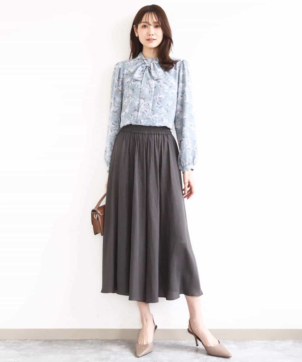 FKLGD03150 MK MICHEL KLEIN(MK ミッシェルクラン) サテンガウチョパンツ/接触冷感/UVカット/洗える ダークグレー