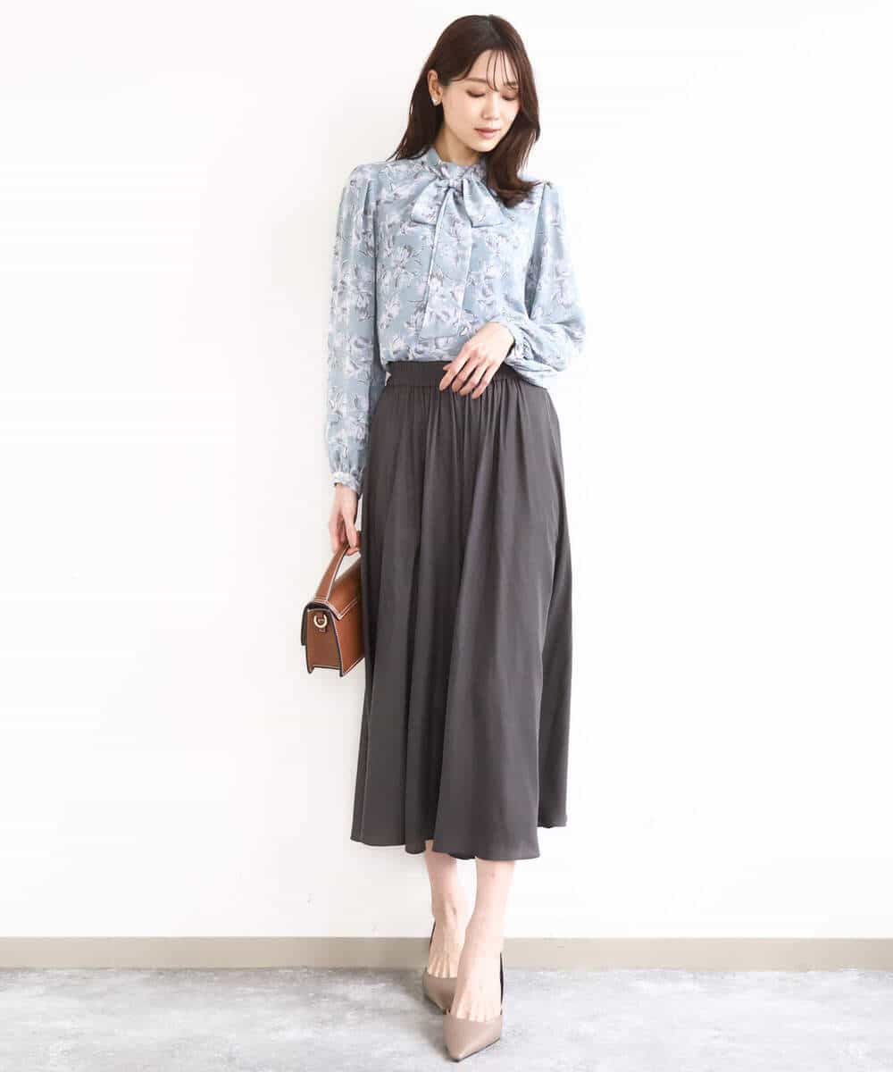 FKLGD03150 MK MICHEL KLEIN(MK ミッシェルクラン) サテンガウチョパンツ/接触冷感/UVカット/洗える ダークグレー