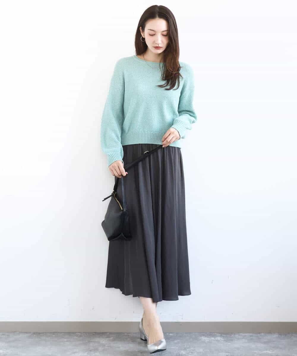 FKLGD03150 MK MICHEL KLEIN(MK ミッシェルクラン) サテンガウチョパンツ/接触冷感/UVカット/洗える ダークグレー