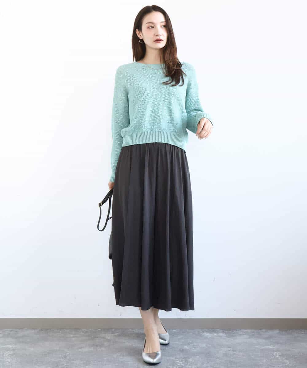 FKLGD03150 MK MICHEL KLEIN(MK ミッシェルクラン) サテンガウチョパンツ/接触冷感/UVカット/洗える ダークグレー