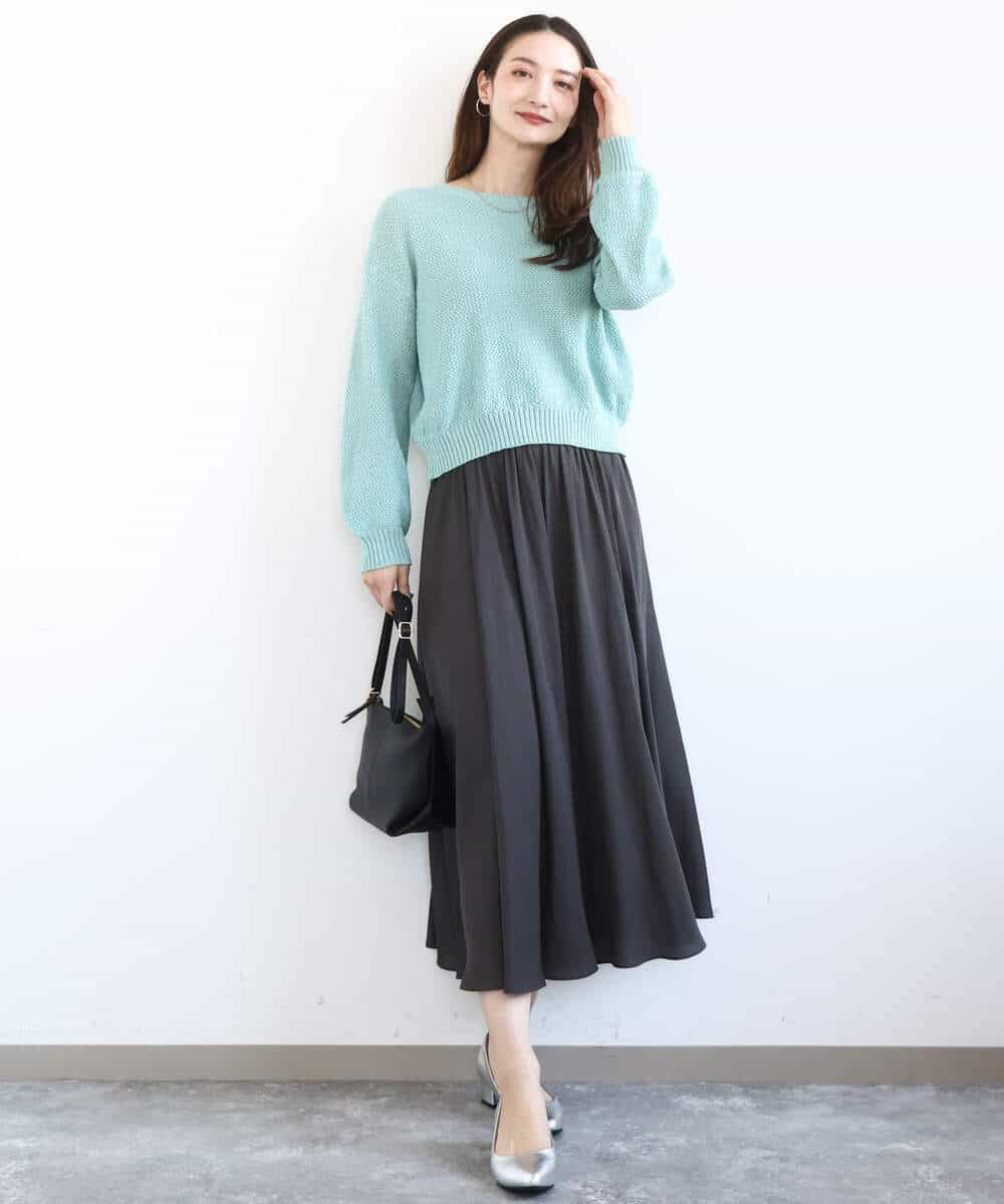 FKLGD03150 MK MICHEL KLEIN(MK ミッシェルクラン) サテンガウチョパンツ/接触冷感/UVカット/洗える ダークグレー