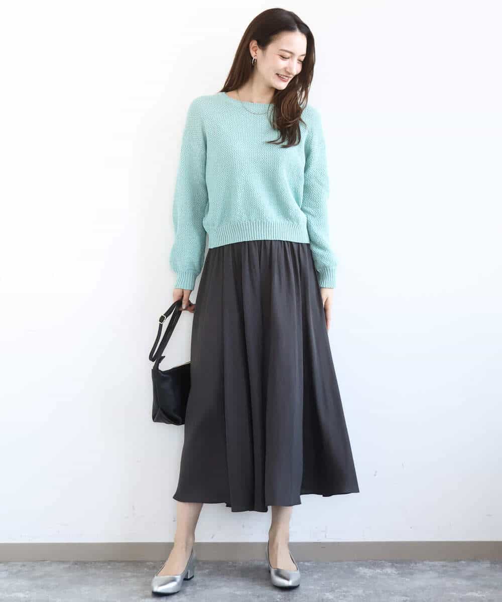 FKLGD03150 MK MICHEL KLEIN(MK ミッシェルクラン) サテンガウチョパンツ/接触冷感/UVカット/洗える ダークグレー