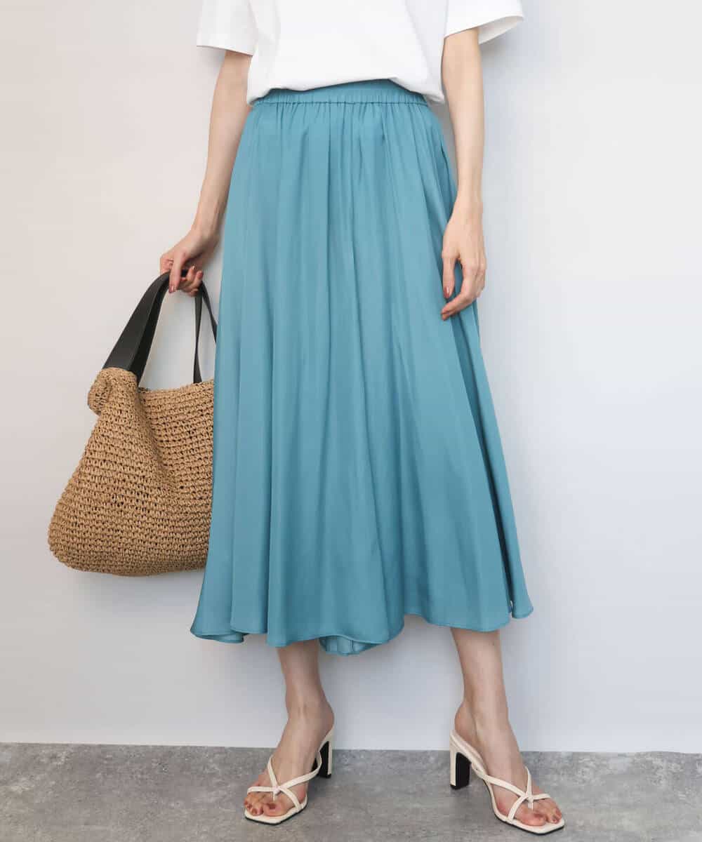 FKLGD03150 MK MICHEL KLEIN(MK ミッシェルクラン) [UVカット/接触冷感/洗える]サテンガウチョパンツ ダークグレー