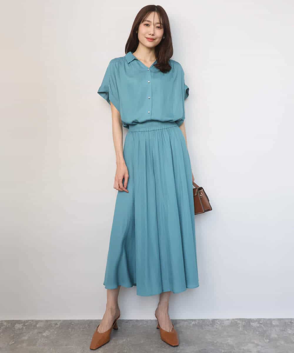 FKLGD03150 MK MICHEL KLEIN(MK ミッシェルクラン) [UVカット/接触冷感/洗える]サテンガウチョパンツ ダークグレー