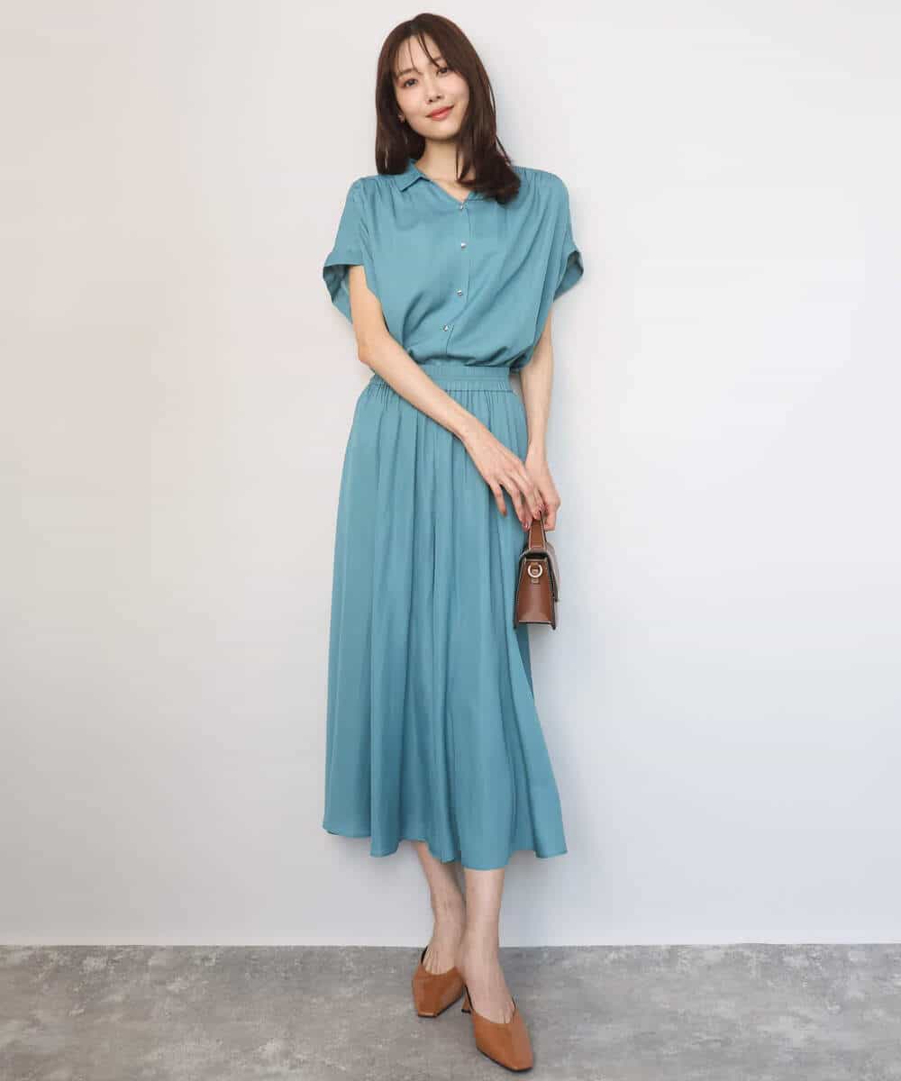 FKLGD03150 MK MICHEL KLEIN(MK ミッシェルクラン) [UVカット/接触冷感/洗える]サテンガウチョパンツ ダークグレー