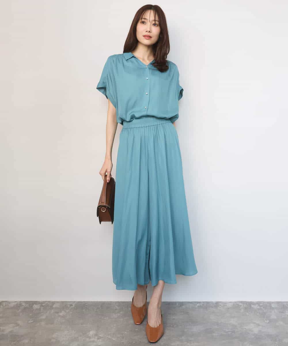 FKLGD03150 MK MICHEL KLEIN(MK ミッシェルクラン) [UVカット/接触冷感/洗える]サテンガウチョパンツ ダークグレー