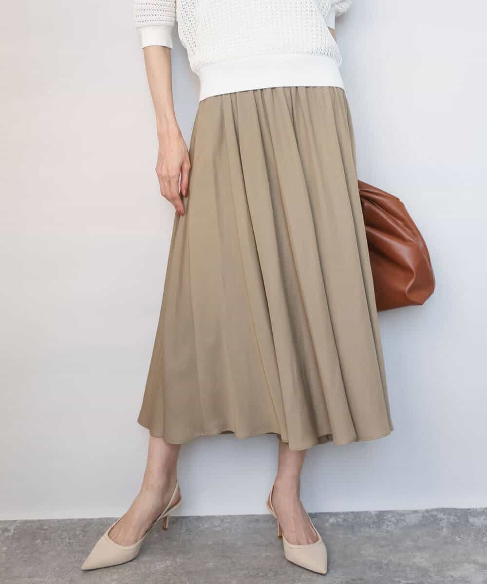 FKLGD03150 MK MICHEL KLEIN(MK ミッシェルクラン) [UVカット/接触冷感/洗える]サテンガウチョパンツ ダークグレー