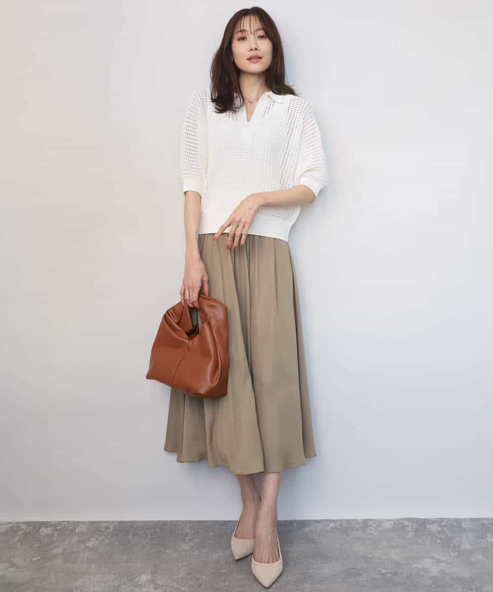 FKLGD03150 MK MICHEL KLEIN(MK ミッシェルクラン) [UVカット/接触冷感/洗える]サテンガウチョパンツ ダークグレー