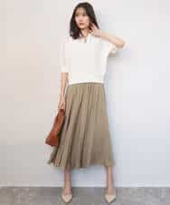 FKLGD03150 MK MICHEL KLEIN(MK ミッシェルクラン) [UVカット/接触冷感/洗える]サテンガウチョパンツ ダークグレー