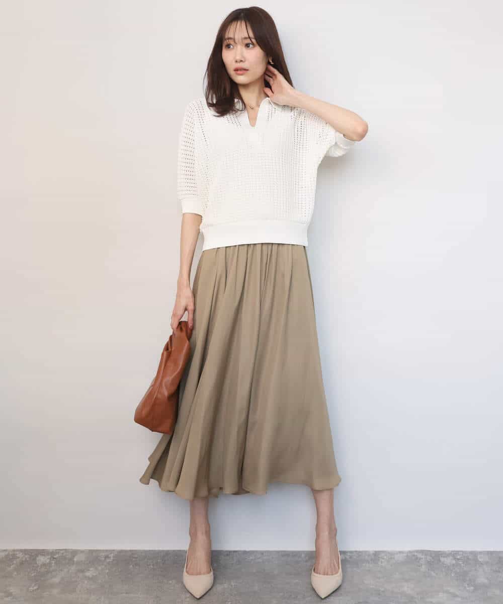 FKLGD03150 MK MICHEL KLEIN(MK ミッシェルクラン) [UVカット/接触冷感/洗える]サテンガウチョパンツ ダークグレー