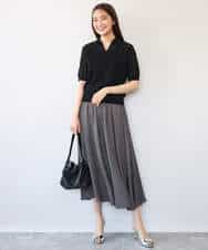 FKLGD03150 MK MICHEL KLEIN(MK ミッシェルクラン) [瞬美シリーズ/UVカット/接触冷感/洗える]サテンガウチョパンツ ダークグレー