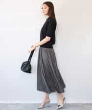 FKLGD03150 MK MICHEL KLEIN(MK ミッシェルクラン) [瞬美シリーズ/UVカット/接触冷感/洗える]サテンガウチョパンツ ダークグレー