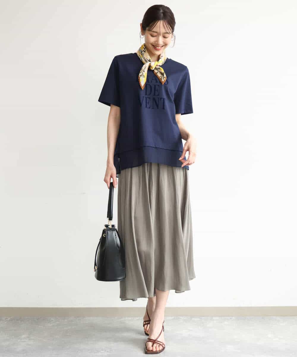 FKLGD03150 MK MICHEL KLEIN(MK ミッシェルクラン) [瞬美シリーズ/UVカット/接触冷感/洗える]サテンガウチョパンツ ダークグレー