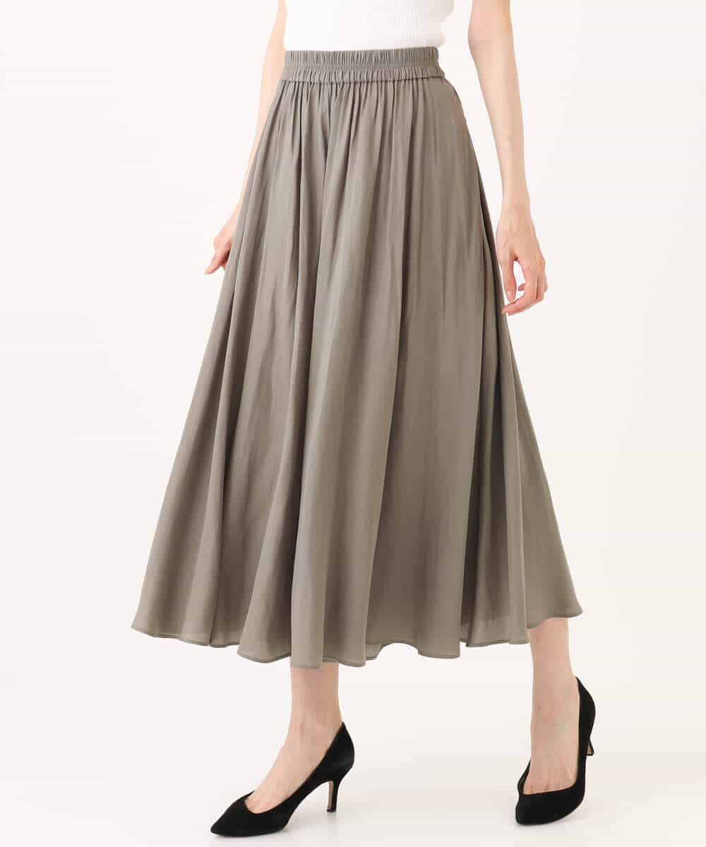 FKLGD03150 MK MICHEL KLEIN(MK ミッシェルクラン) [瞬美シリーズ/UVカット/接触冷感/洗える]サテンガウチョパンツ ダークグレー