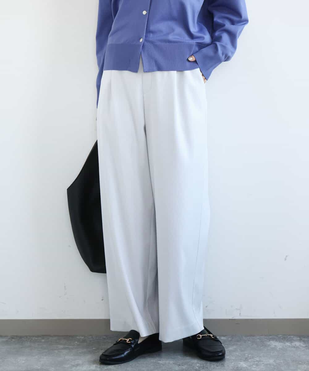 FKLGD21160 MK MICHEL KLEIN(MK ミッシェルクラン) TRストレッチワイドパンツ/洗える ライトグレー