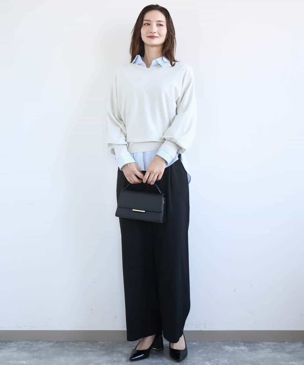 FKLGD21160 MK MICHEL KLEIN(MK ミッシェルクラン) TRストレッチワイドパンツ/洗える ライトグレー