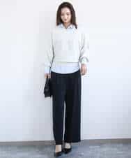 FKLGD21160 MK MICHEL KLEIN(MK ミッシェルクラン) TRストレッチワイドパンツ/洗える ライトグレー