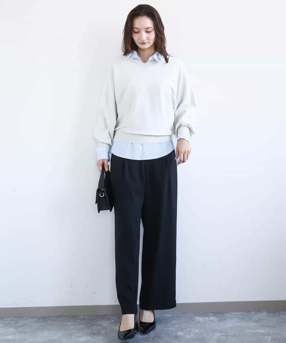 FKLGD21160 MK MICHEL KLEIN(MK ミッシェルクラン) TRストレッチワイドパンツ/洗える ライトグレー