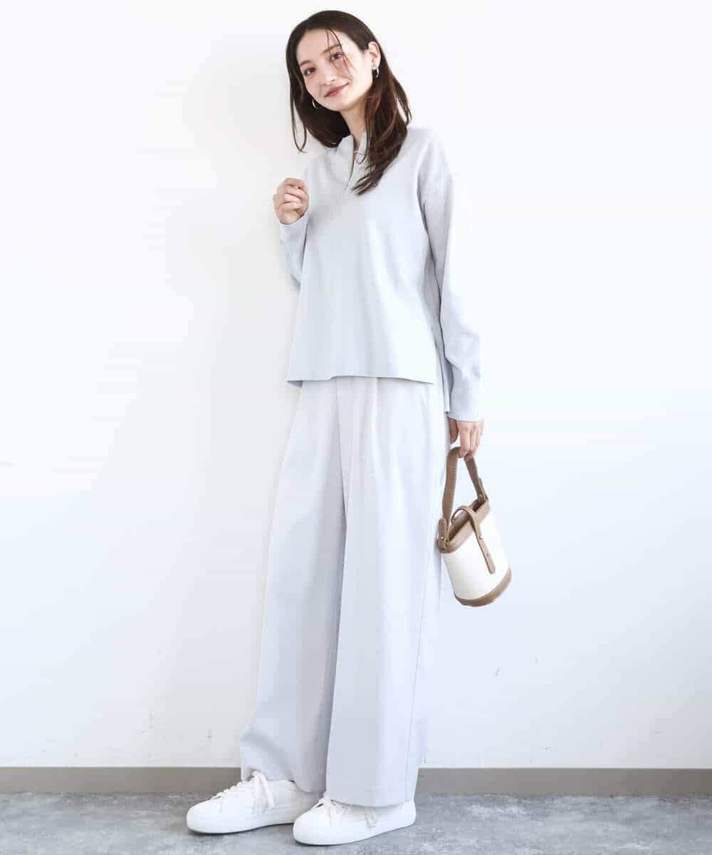 FKLGD21160 MK MICHEL KLEIN(MK ミッシェルクラン) TRストレッチワイドパンツ/洗える ライトグレー