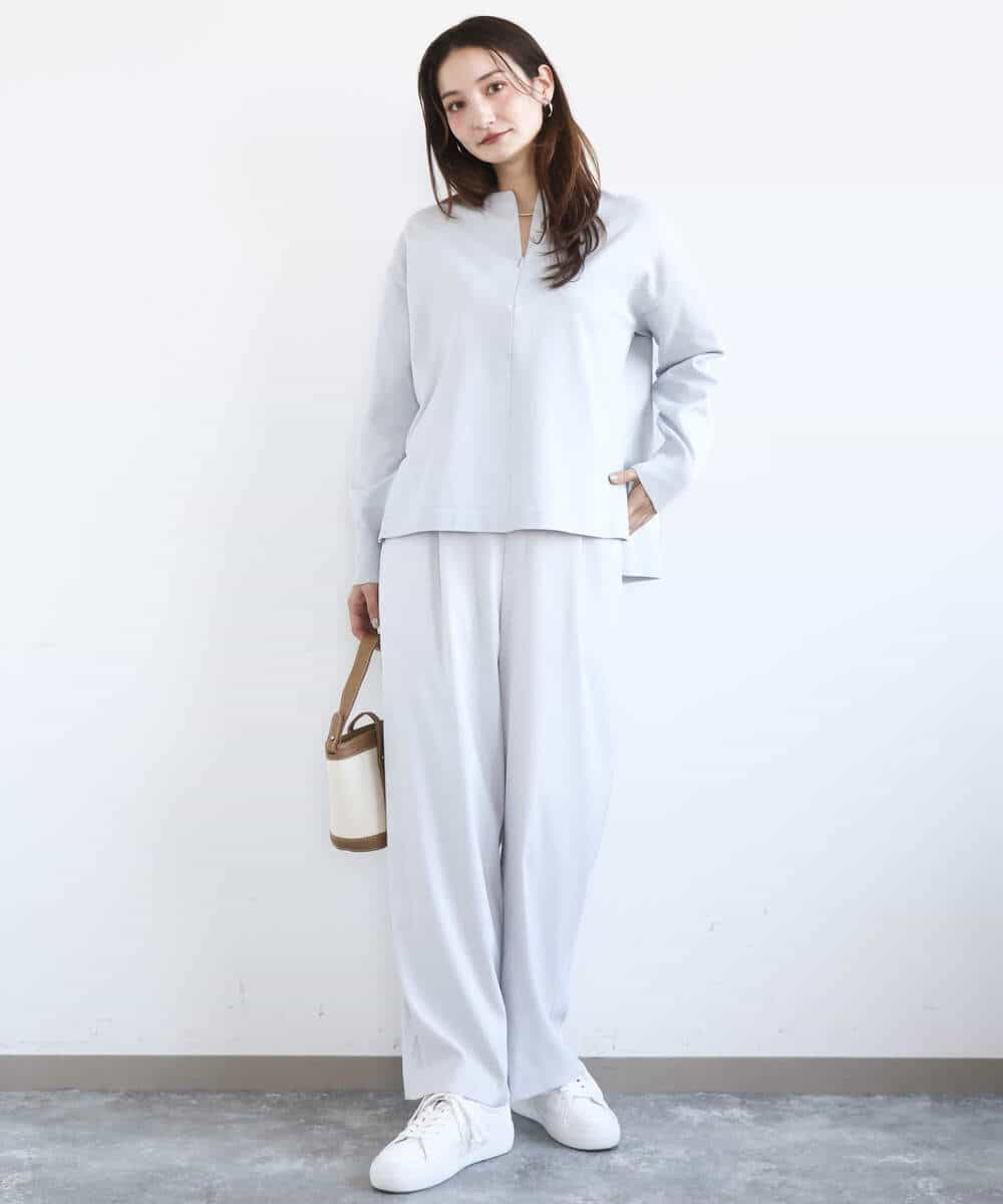 FKLGD21160 MK MICHEL KLEIN(MK ミッシェルクラン) TRストレッチワイドパンツ/洗える ライトグレー