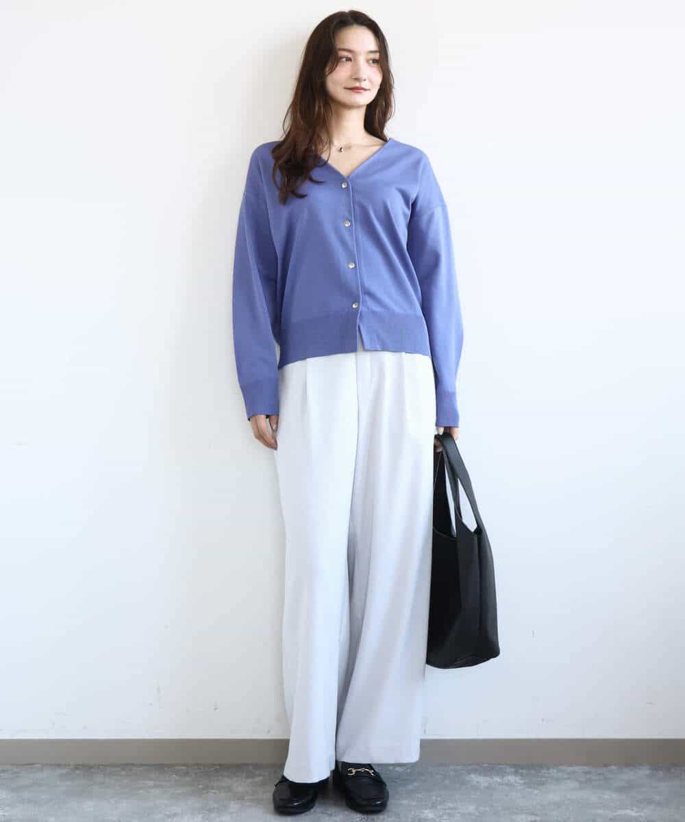 FKLGD21160 MK MICHEL KLEIN(MK ミッシェルクラン) TRストレッチワイドパンツ/洗える ライトグレー