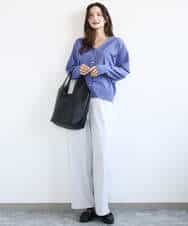 FKLGD21160 MK MICHEL KLEIN(MK ミッシェルクラン) TRストレッチワイドパンツ/洗える ライトグレー