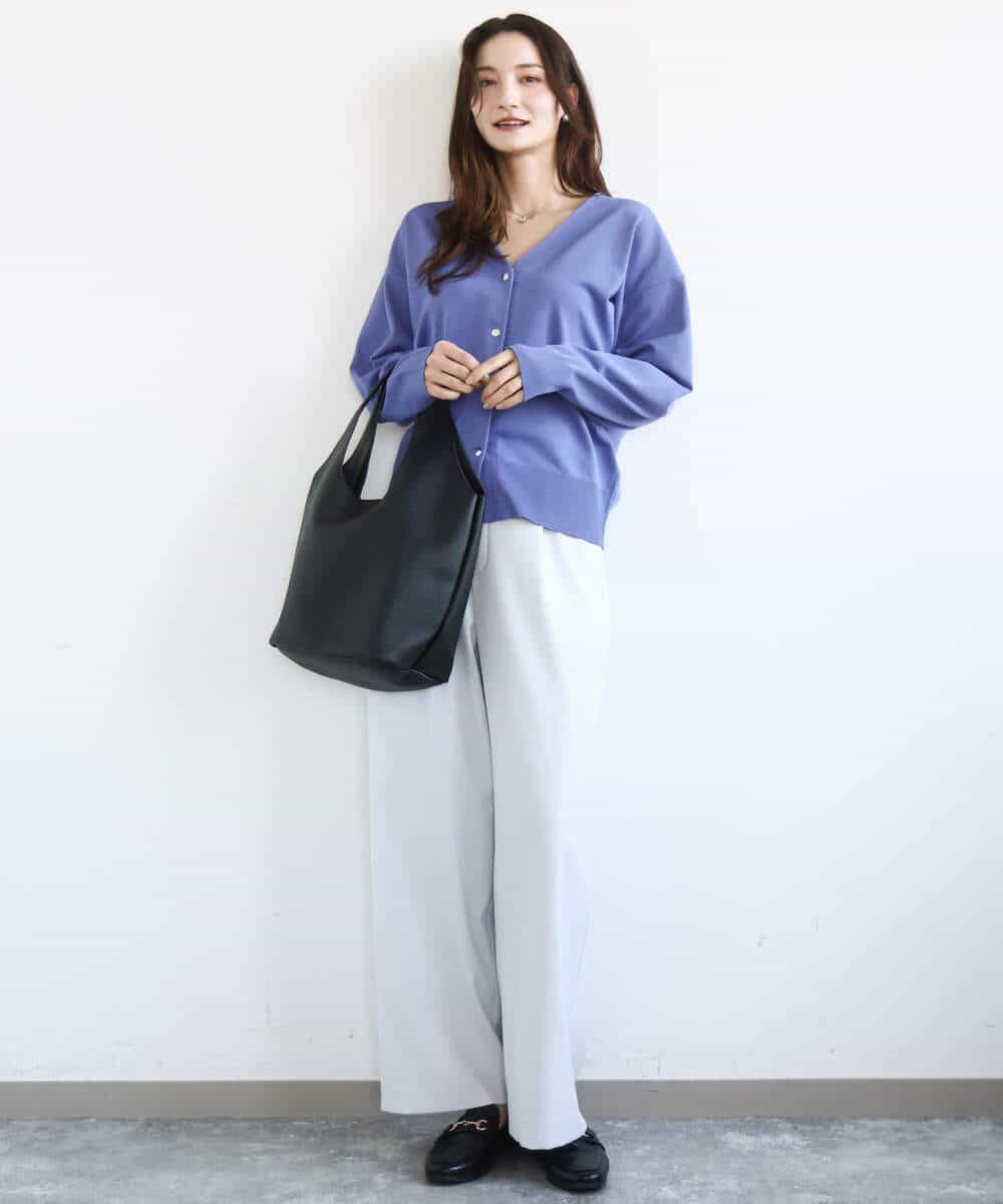 FKLGD21160 MK MICHEL KLEIN(MK ミッシェルクラン) TRストレッチワイドパンツ/洗える ライトグレー