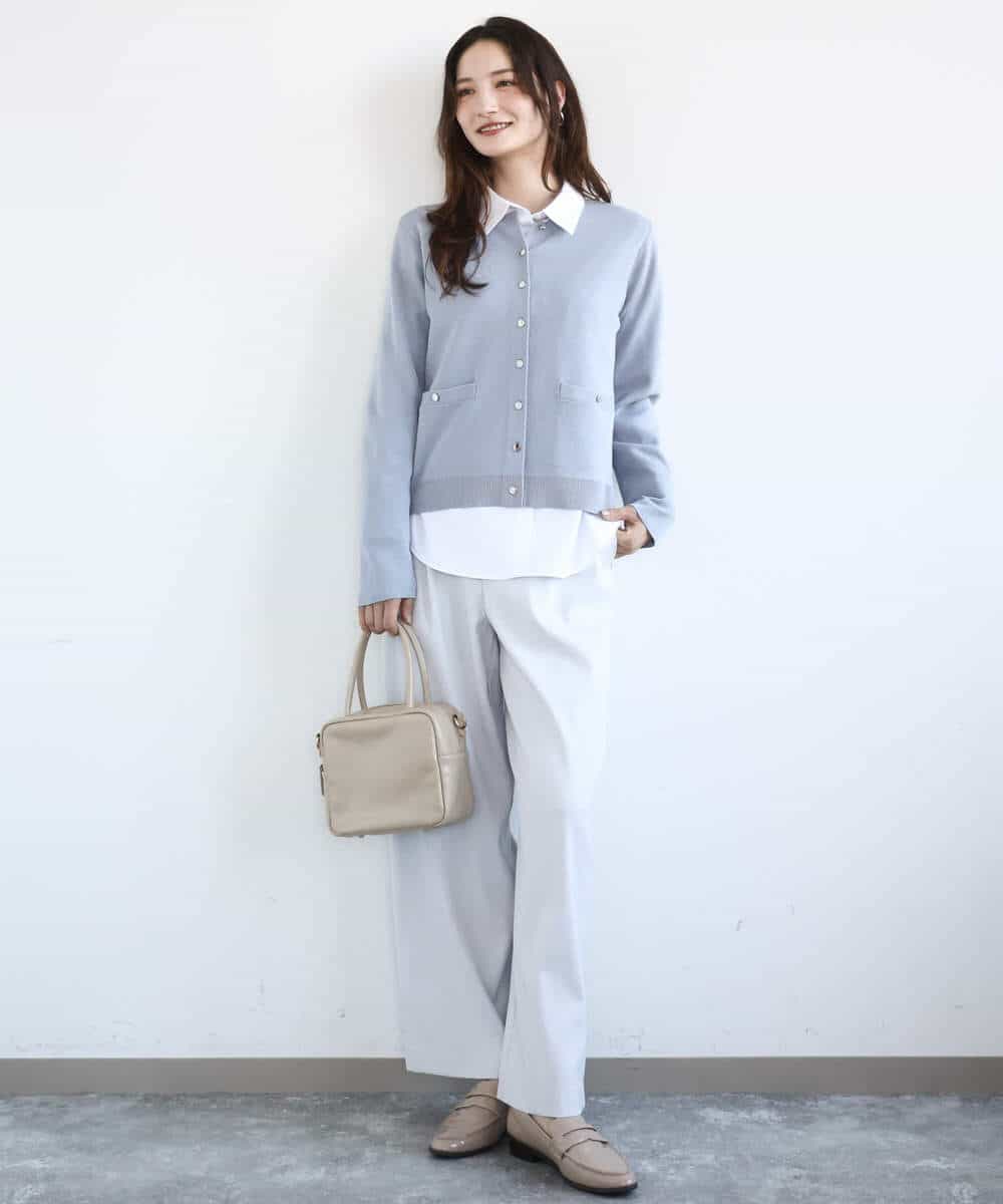 FKLGD21160 MK MICHEL KLEIN(MK ミッシェルクラン) TRストレッチワイドパンツ/洗える ライトグレー