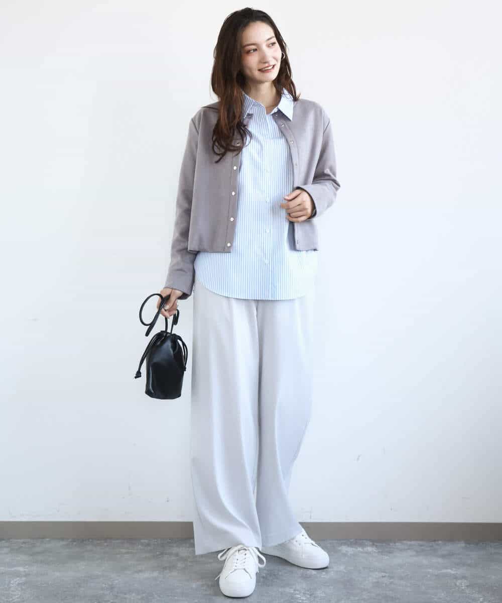 FKLGD21160 MK MICHEL KLEIN(MK ミッシェルクラン) TRストレッチワイドパンツ/洗える ライトグレー