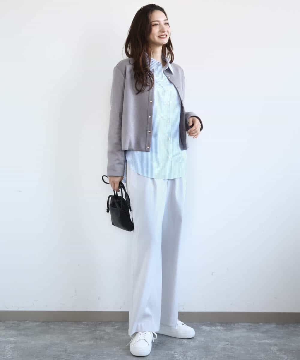 FKLGD21160 MK MICHEL KLEIN(MK ミッシェルクラン) TRストレッチワイドパンツ/洗える ライトグレー