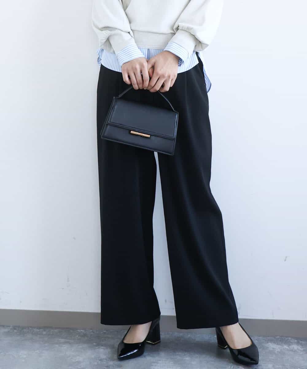 FKLGD21160 MK MICHEL KLEIN(MK ミッシェルクラン) TRストレッチワイドパンツ/洗える ブラック