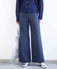 FKLGD27160 MK MICHEL KLEIN(MK ミッシェルクラン) デニムライク ストレートワイドパンツ/洗える ネイビー