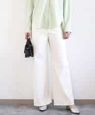 FKLGD27160 MK MICHEL KLEIN(MK ミッシェルクラン) デニムライク ストレートワイドパンツ/洗える ネイビー