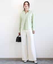 FKLGD27160 MK MICHEL KLEIN(MK ミッシェルクラン) デニムライク ストレートワイドパンツ/洗える ネイビー