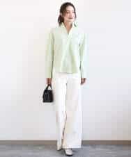 FKLGD27160 MK MICHEL KLEIN(MK ミッシェルクラン) デニムライク ストレートワイドパンツ/洗える ネイビー