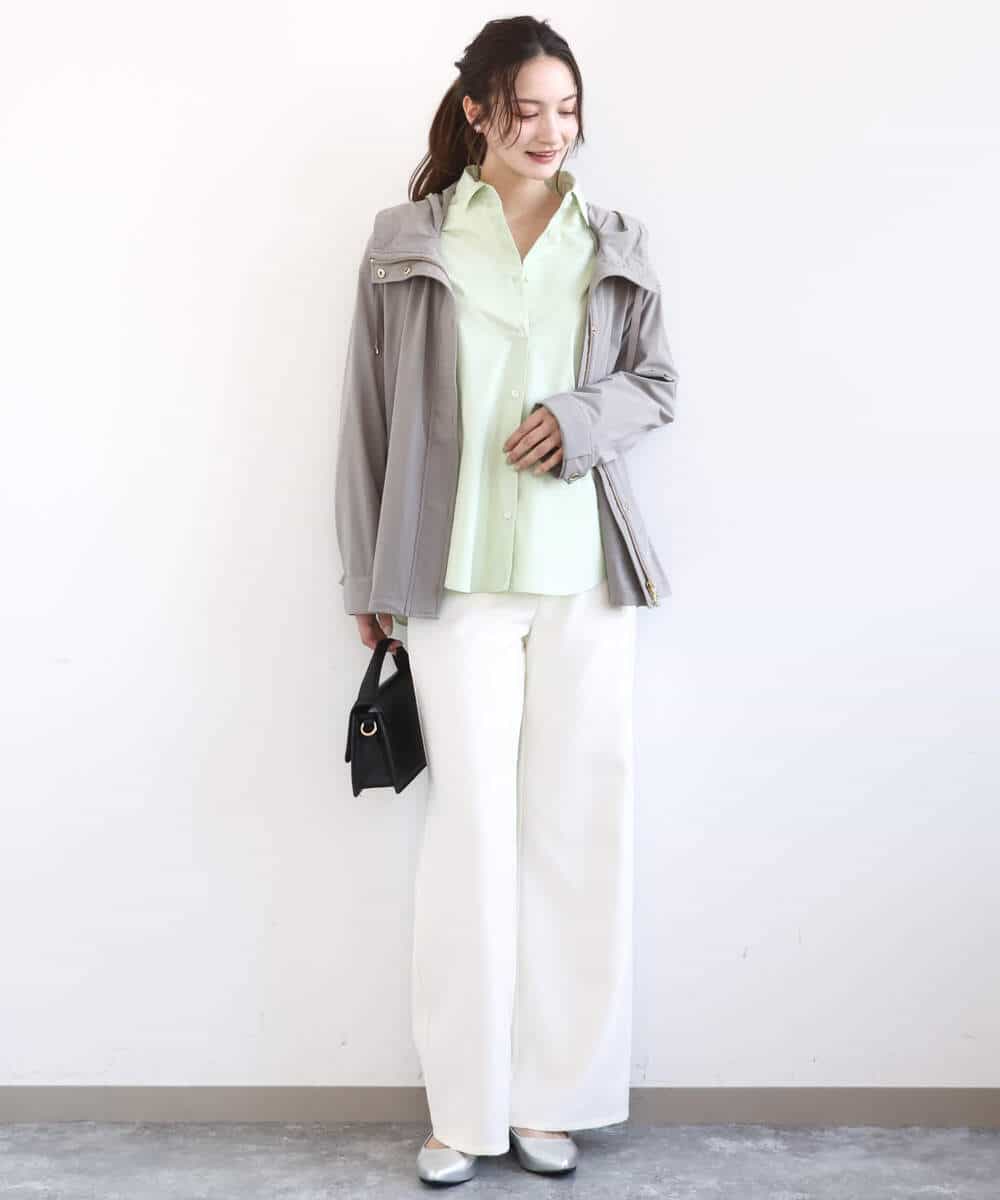 FKLGD27160 MK MICHEL KLEIN(MK ミッシェルクラン) デニムライク ストレートワイドパンツ/洗える ネイビー