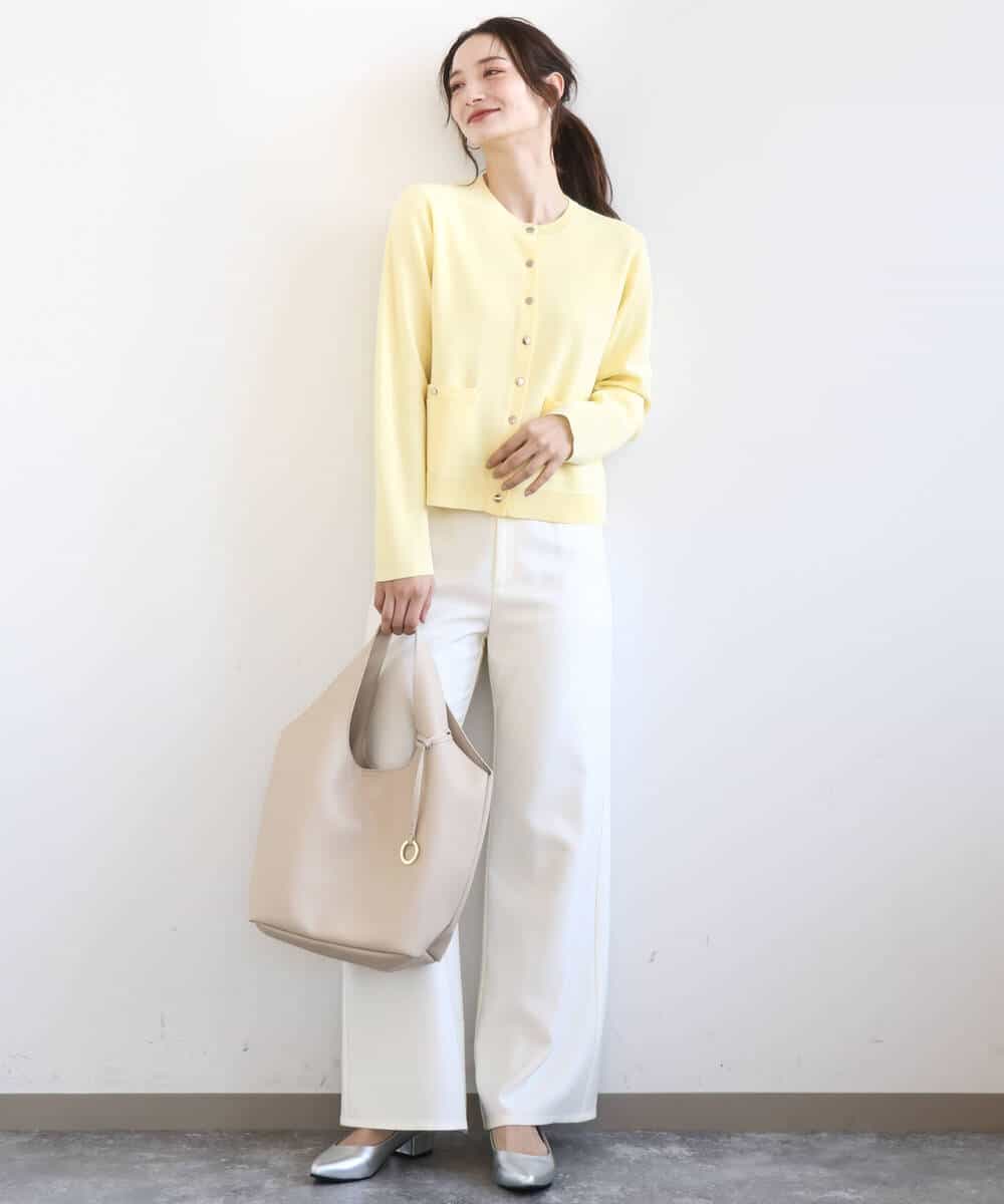 FKLGD27160 MK MICHEL KLEIN(MK ミッシェルクラン) デニムライク ストレートワイドパンツ/洗える ネイビー