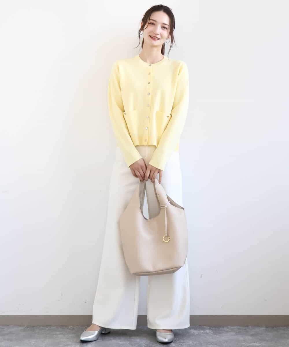 FKLGD27160 MK MICHEL KLEIN(MK ミッシェルクラン) デニムライク ストレートワイドパンツ/洗える ネイビー