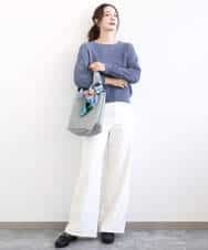 FKLGD27160 MK MICHEL KLEIN(MK ミッシェルクラン) デニムライク ストレートワイドパンツ/洗える ネイビー