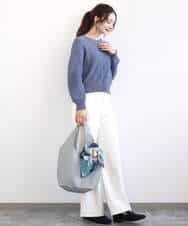 FKLGD27160 MK MICHEL KLEIN(MK ミッシェルクラン) デニムライク ストレートワイドパンツ/洗える ネイビー