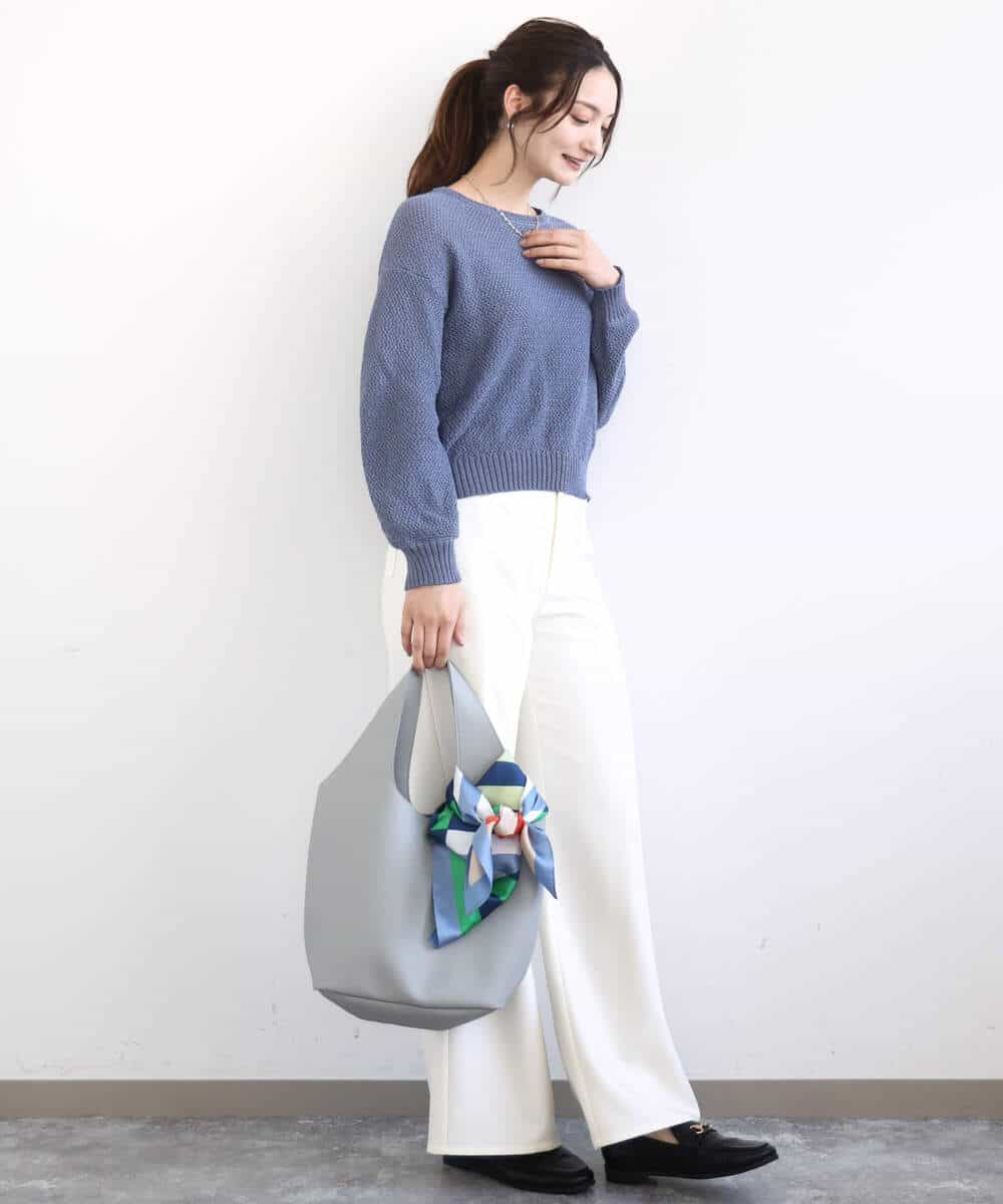 FKLGD27160 MK MICHEL KLEIN(MK ミッシェルクラン) デニムライク ストレートワイドパンツ/洗える ネイビー