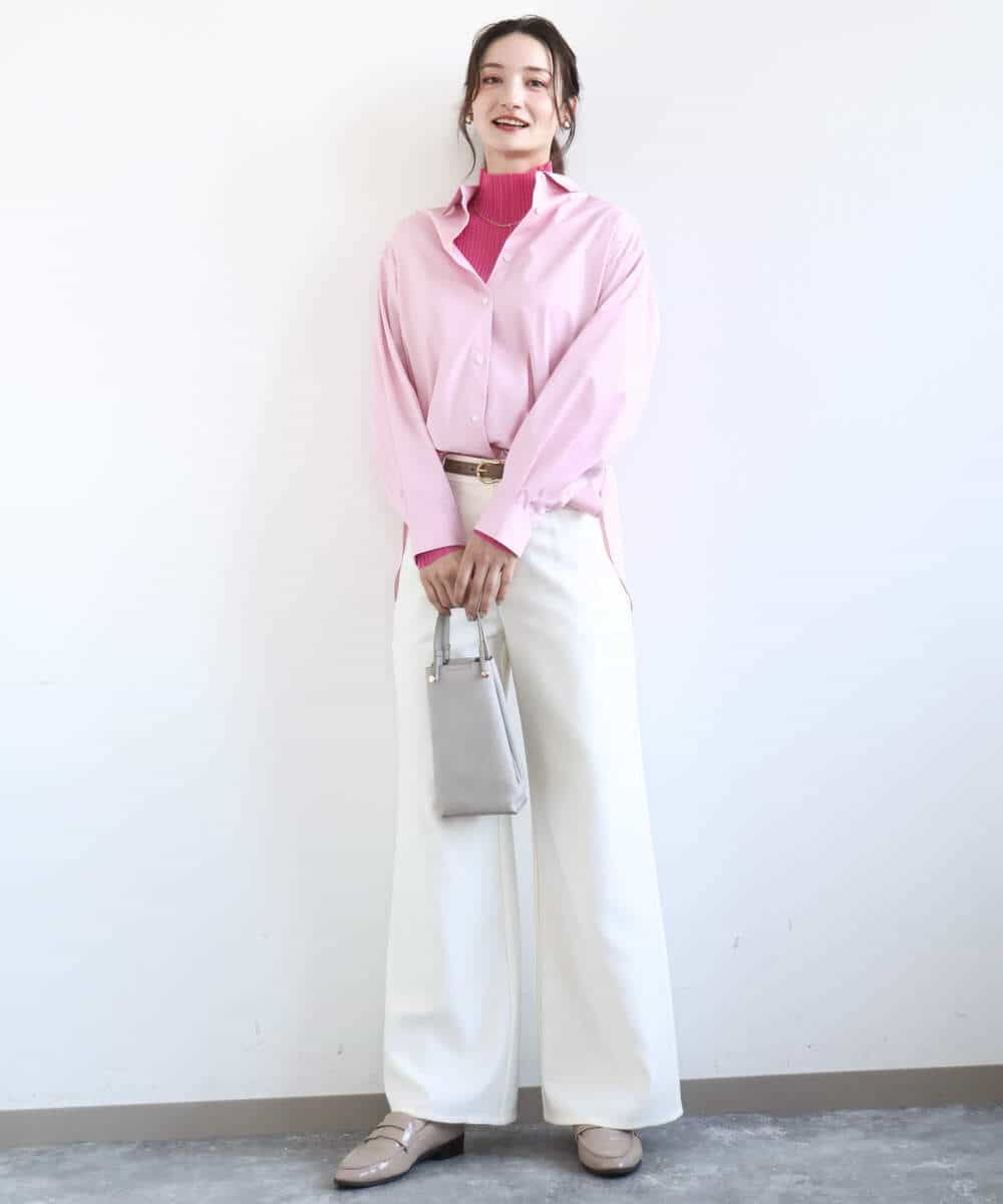 FKLGD27160 MK MICHEL KLEIN(MK ミッシェルクラン) デニムライク ストレートワイドパンツ/洗える ネイビー