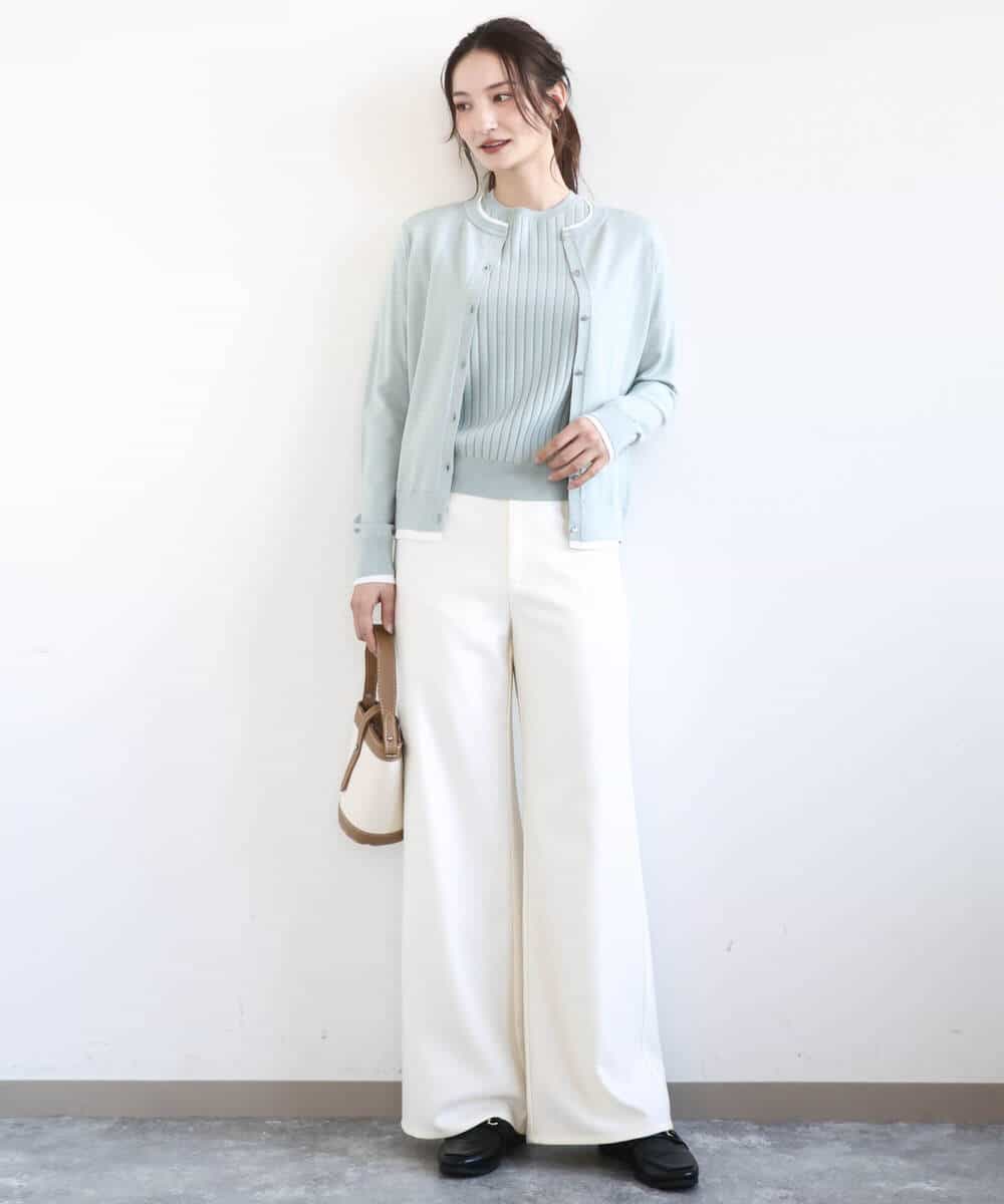 FKLGD27160 MK MICHEL KLEIN(MK ミッシェルクラン) デニムライク ストレートワイドパンツ/洗える ネイビー