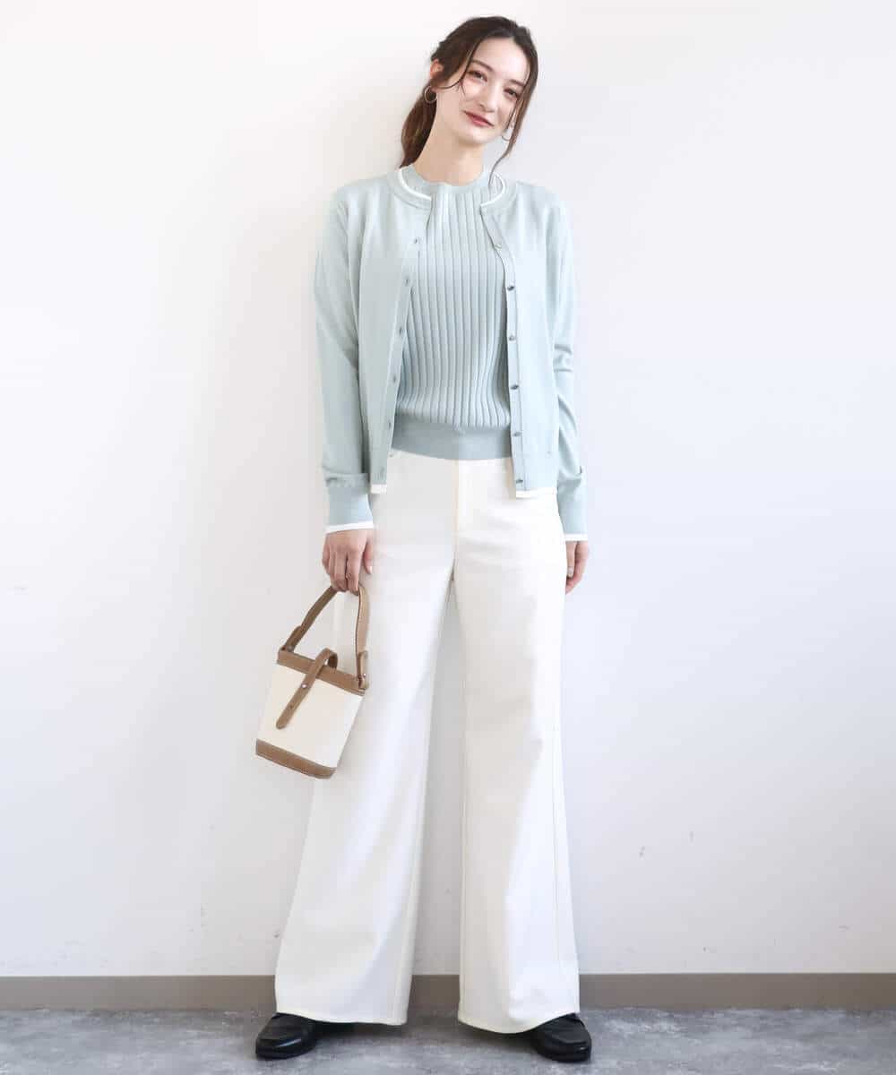 FKLGD27160 MK MICHEL KLEIN(MK ミッシェルクラン) デニムライク ストレートワイドパンツ/洗える ネイビー